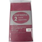 2 X BURGUNDY PLASTIC TABLE COVERS - 137cm x 137cm high quality wipeable table cloths FREE DELIVERY