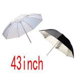 2PC 43″ 109CM PHOTO STUDIO BLACK SILVER REFLECTIVE UMBRELLA + WHITE SOFT UMBRELL