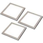 3 Pack | LED Under Cabinet Square Panel Spot Light & Driver Kit | Brushed Nickel & Natural White | Kitchen Diffused Slim Down Light | Worktop Countertop Unit Lighting | Modern Recessed Flush Mounted