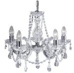 399-5 Marie Therese Chrome 5 Light Glass Chandelier with Crystal Droplets