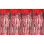 4 Pack Foil Curtains Metallic Fringe Curtains Shimmer Curtain for Birthday Wedding Party Christmas Decorations (Red)