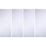 4 Pack Foil Curtains Metallic Fringe Curtains Shimmer Curtain for Birthday Wedding Party Christmas Decorations (White)