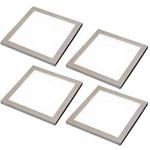 4 Pack | LED Under Cabinet Square Panel Spot Light & Driver Kit | Brushed Nickel & Natural White | Kitchen Diffused Slim Down Light | Worktop Countertop Unit Lighting | Modern Recessed Flush Mounted