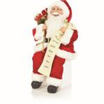 40cm Sitting Christmas Santa with List and Presents Indoor Plush Display