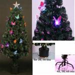 4ft Fiber Optic Christmas Tree Pre-Lit Xmas LED Lights Butterfly Decoration 120C