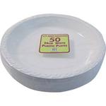 50 WHITE PLASTIC PLATES (LARGE) 26cm quality durable plates ideal for hot and cold food