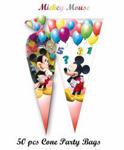 50 x CONE PARTY BAGS Kids Birthday Sweet Loot Filler Toys MICKEY Style Party fun