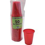50 x RED PLASTIC CUPS - 200ml disposable glasses