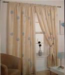 66″ X 72″ FLEUR FLORAL READY MADE LINED CURTAINS TEAL CREAM IVORY 100% POLYESTER