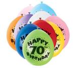 70th Happy Birthday Latex Balloons 10pk