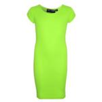 (9-10 Years, Neon Green) Gilrs Midi Dress Kids 100% Polyester Plain Bodycon Fashion Dresses Age 5-13 Year