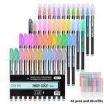 96 Pack Gel Pens for Adult Coloring Book 48 Unique Gel Pen Plus 48 Refills for Adult Coloring Books Drawing