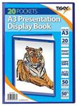 A3 20 Pocket / 40 View Blue Recycled Display Book Presentation Quality Folder Portfolio (1 x Book)