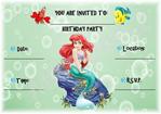 A5 DISNEY CHILDRENS PARTY INVITATIONS X 12 - THE LITTLE MERMAID LANDSCAPE (WITHOUT Envelopes)