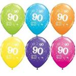 Age 90-A-Round 90th Birthday Tropical Assorted 11″ Qualatex Latex Balloons x 5