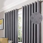 Alan Symonds Blackout Curtains Eyelet Ring Top Diamond, Polyester, Silver, 46 x 72