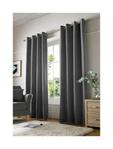 Alan Symonds Curtains Eyelet Ring Top Fully Lined, Chenille Polyester, Charcoal, 66 x 90