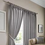 Alan Symonds Jacquard Curtains Pencil Pleat Taped Heading Fully Lined, Polyester, Latte, 46 x 54