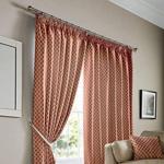 Alan Symonds Jacquard Curtains Pencil Pleat Taped Heading Fully Lined, Polyester, Orange, 66 x 72