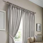 Alan Symonds Jacquard Curtains Pencil Pleat Taped Heading Fully Lined, Polyester, Silver, 46 x 72