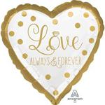 amscan 10050849 Love Always and Forever Gold Heart Wedding Foil Balloon-1 Pc