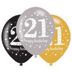 amscan 21st Birthday Latex Balloons Glittery Gold-27cm-6 Pcs