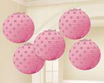 amscan 249000-109 Baby Pink Dots Paper Lanterns(5-Piece) - 1 Pack