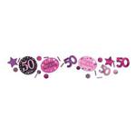 amscan 9900610 50th Birthday Glittery Pink 3 Pack Value Confetti-34g-1 Pc