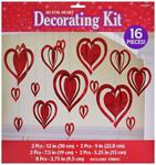 amscan Foil Heart 3D Hanging Decorations Valentine's Day(16 Piece) -1 Pack