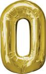 amscan Number 0 Gold Foil Balloon-1 PC, 34″