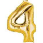 amscan Number 4 Gold Foil Balloon-1 PC