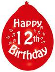 amscan Red 12th Birthday Latex Balloon Party Decorations-10 Pcs