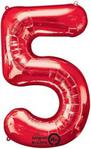 amscan SuperShape Number 5 Red Foil Balloon-1 PC, 34″