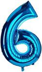 amscan SuperShape Number 6 Blue Foil Balloon-1 PC, 34″