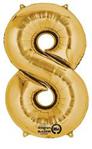 amscan SuperShape Number 8 Gold Foil Balloon-1 PC