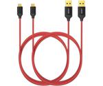 Anker [2 Pack] Nylon Micro USB Kabel 1,8m red