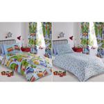 Apple Tree Farm Train Kids Duvet Quilt Cover Bedding Bed Linen Set Blue & Green