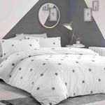 Appletree Kids - Tufted Star - 100% Cotton Duvet Cover Set - Single Bed Size in White with Grey Stars