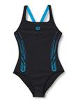 Arena Women's Sports Swimsuit Stamp, Black-Turquoise, 36