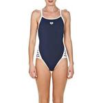 Arena Women's Sports Team Stripe Swimsuit, Navy/White, 32 UK (36 EU)