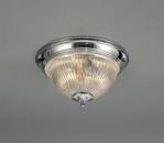 Art Deco Flush Ceiling Light In Polished Chrome with Clear Glass Diffuser 2x40W