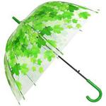 ASAB Clear Dome See Through Umbrella Windproof Automatic Strong Lightweight Transparent Waterproof Leaf Design Fashion Accessory - Green Leaves