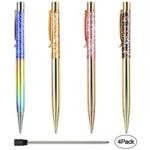 Ballpoint Pens, BYSOU 4 Pcs Metal Pen Refills Bling Dynamic Liquid Sand Glitter Pen Black Ink for Office Supplies (Multicolor)