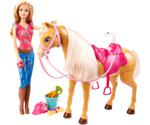 Barbie Doll Feed and Cuddly Tawny Horse