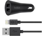 Belkin BoostUp Dual USB Car Charger + Lightning Cable (F8J221bt04-BLK)