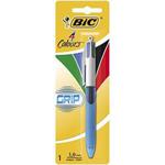 BIC 4 Colours Grip Ball Pen Medium Point (1.0 mm) - Pack of 1, Classic, Blister x 1, 8871292