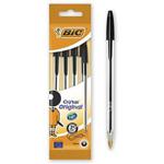 BIC 8308591 Cristal Medium Ballpoint Pen - Black (Pack of 4)