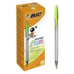 Bic Cristal Fun Ballpoint Pen Lime Green (Pack of 20)