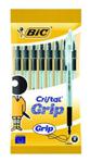 BIC Cristal Grip Ball Pens Medium Point (1.0 mm) - Black, Pouch of 8