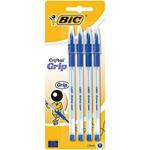 BIC Cristal Grip Ball Pens Medium Point (1.0 mm) - Blue, Pack of 4